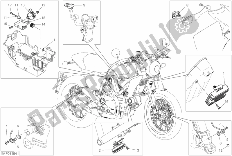 Tutte le parti per il 13d - Dispositivi Elettrici del Ducati Scrambler Cafe Racer Thailand 803 2019